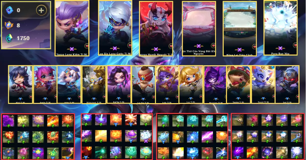 3 PET TÍM + 2 SÀN TÍM + 8 HUY HIỆU  + 12 PET TINI